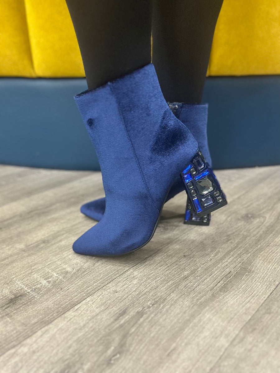 Royal blue ankle top boots