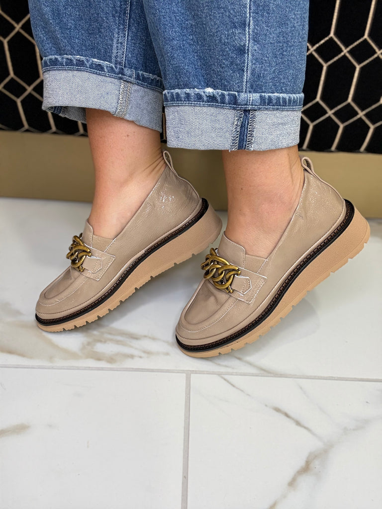 XSA Beige Patent Loafer