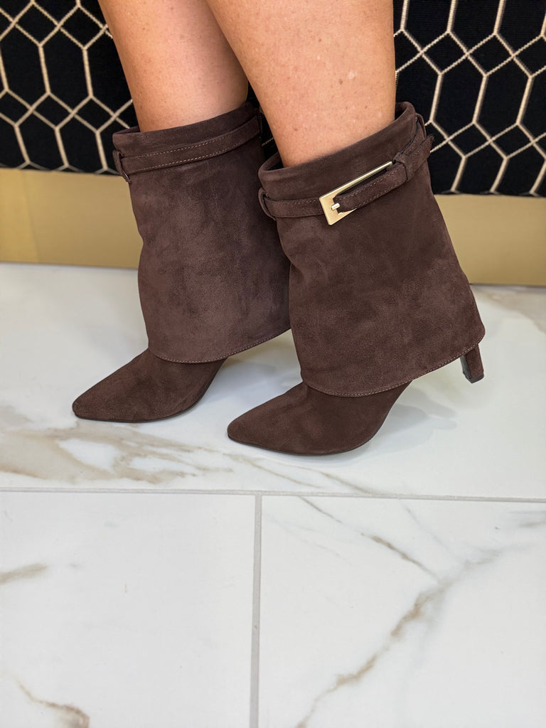 Babouche Chocolate Brown Suede Ankle Boot