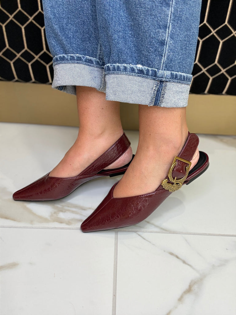 Lola Casademunt Burgundy Flats