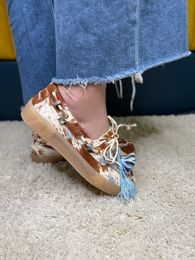Giove Cow Print Boat Shoe