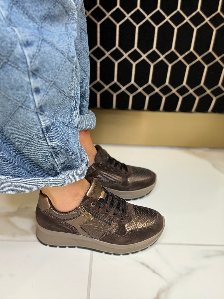 Igi&Co 3111 Chocolate Brown Wedge Trainer