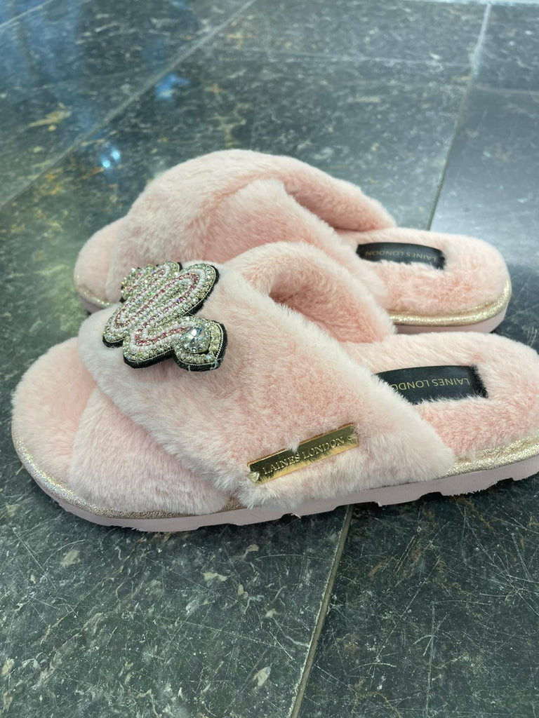 Laines London Pink Snake Slippers