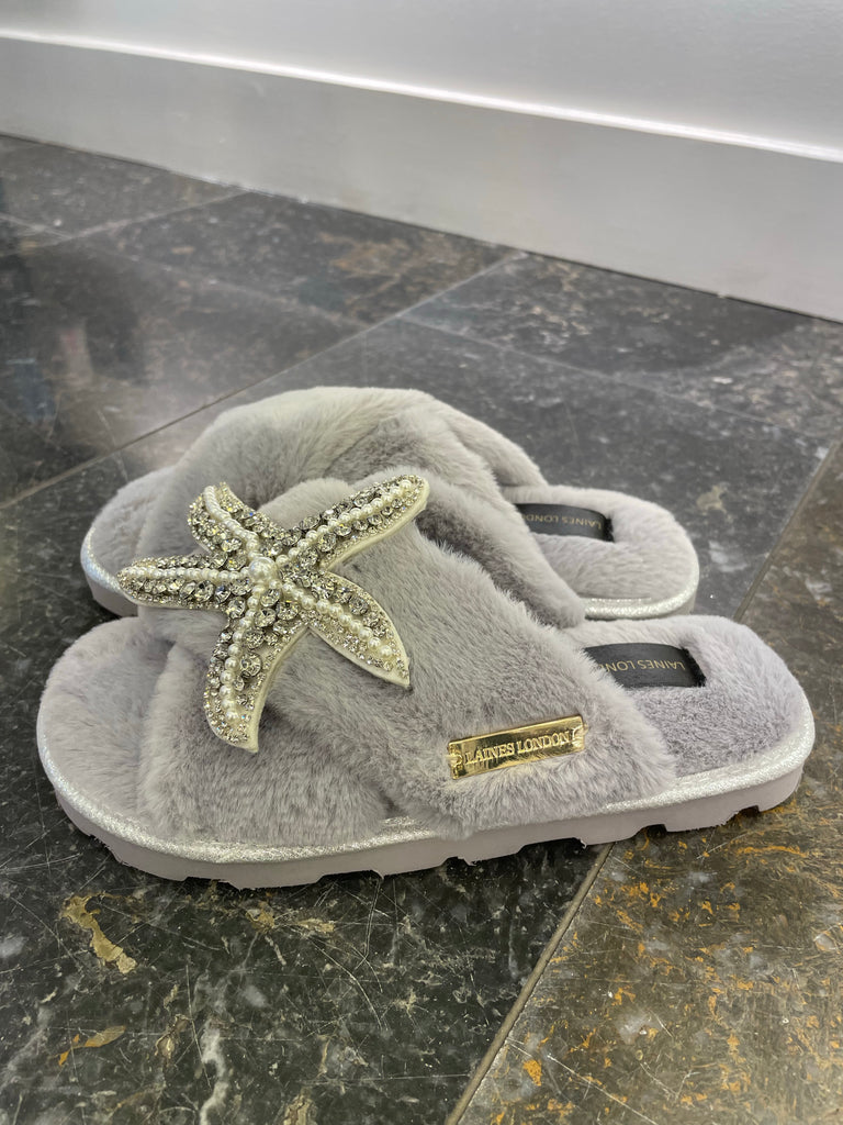 Laines London Grey Starfish Slippers
